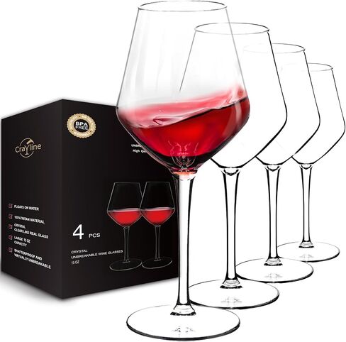 Plastic Wine Glasses Set of 4(15oz) |Unbreakable Wine Glasses with Stem|100% Tritan & BPA Free |Dishwasher Safe| Awesome For Pool, Beach, Travel, Pool, Camping, Beach, Picnic, Everyday Use. in Kuwait