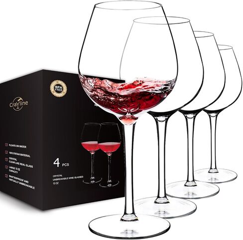 Plastic Wine Glasses Set of 4(15oz) |Unbreakable Wine Glasses with Stem|100% Tritan & BPA Free |Dishwasher Safe| Awesome For Pool, Beach, Travel, Pool, Camping, Beach, Picnic, Everyday Use. in Kuwait