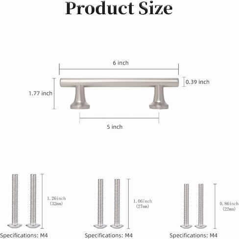 NEGS Brushed Nickel Cabinet Pulls (6, Satin Nickel, Hole spacing 5 inches) in Saudi Arabia