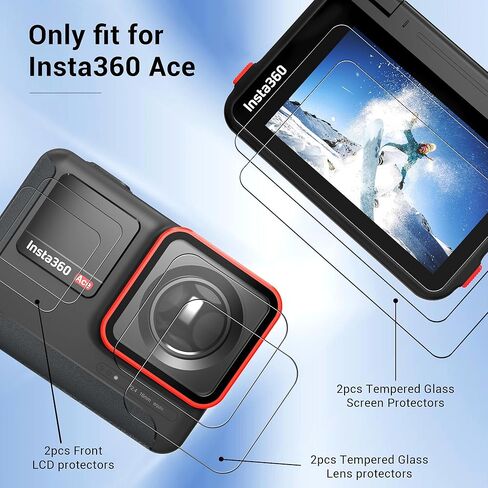 واقي شاشة CYNOVA لـ Insta360 Ace Pro، واقي شاشة فائق الوضوح من الزجاج المقسى لـ Insta360 Ace Pro، واقي عدسة Insta360 Ace Pro، فيلم شاشة LCD من الزجاج المقسى، صلابة 9H in Kuwait
