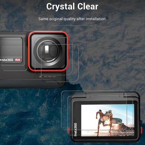 واقي شاشة CYNOVA لـ Insta360 Ace Pro، واقي شاشة فائق الوضوح من الزجاج المقسى لـ Insta360 Ace Pro، واقي عدسة Insta360 Ace Pro، فيلم شاشة LCD من الزجاج المقسى، صلابة 9H in Kuwait