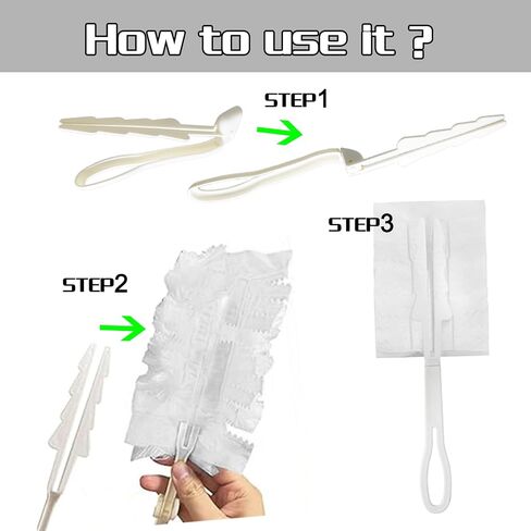 2PCS Extender Duster Mop Handle for Duster Refill, Replacement Foldable Dust Handle with 2 Count Duster Refills. (White) in Saudi Arabia