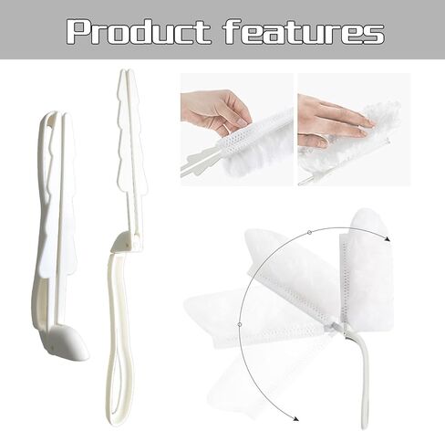 2PCS Extender Duster Mop Handle for Duster Refill, Replacement Foldable Dust Handle with 2 Count Duster Refills. (White) in Saudi Arabia