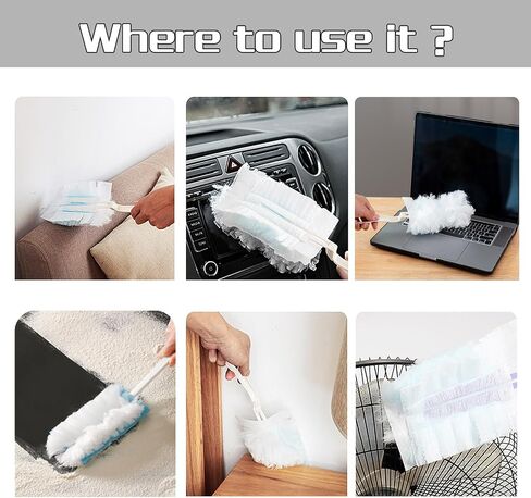 2PCS Extender Duster Mop Handle for Duster Refill, Replacement Foldable Dust Handle with 2 Count Duster Refills. (White) in Saudi Arabia