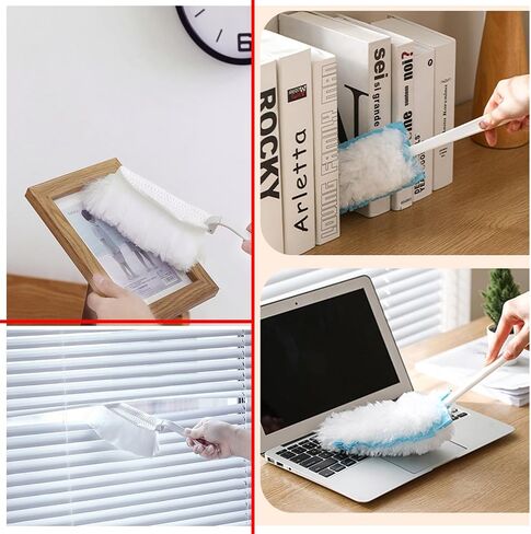 2PCS Extender Duster Mop Handle for Duster Refill, Replacement Foldable Dust Handle with 2 Count Duster Refills. (White) in Saudi Arabia
