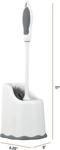 Superio Toilet Brush with Holder Grey, Comfort Grip, Matching Caddy, Clean Bathroom, Heavy Duty (Toilet Brush 2-Pack) in Saudi Arabia