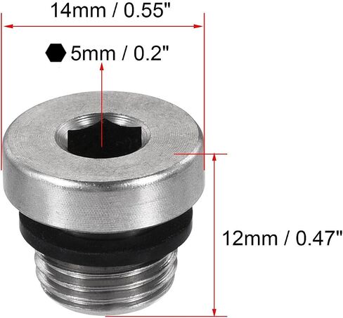 uxcell Stainless Steel Inner Hex Head M10x1 Pipe Fitting Plug with Seal Ring for Terminate Pipe Ends in Saudi Arabia