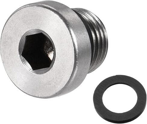 uxcell Stainless Steel Inner Hex Head M10x1 Pipe Fitting Plug with Seal Ring for Terminate Pipe Ends in Saudi Arabia