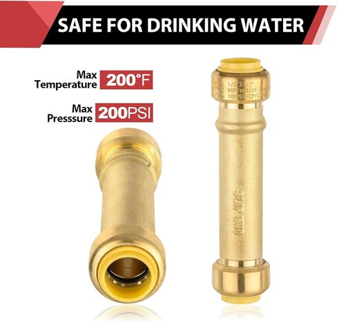 EFIELD Push Fit Slip/Repair 1/2 Inch Coupling with a Disconnect Clip, Brass 1/2"-1 Piece in Saudi Arabia
