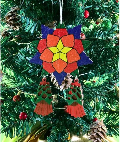 Philippine Christmas Tree Parol Ornaments (3-Pack) in Saudi Arabia