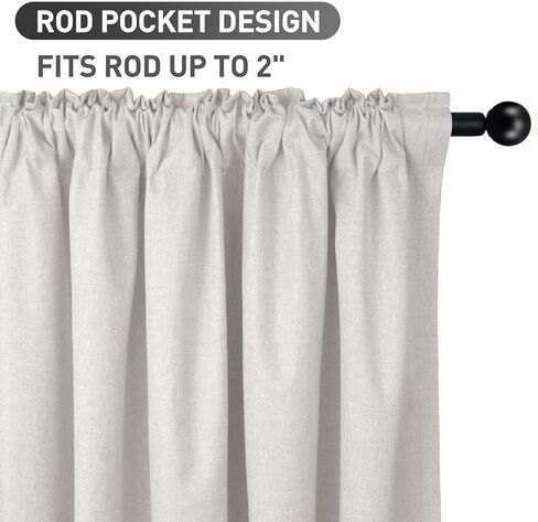 zeerobee ستائر تعتيم 100% لغرفة النوم، ستائر تعتيم طويلة من الكتان مقاس 108 بوصة لغرفة المعيشة مكونة من لوحتين، ستائر وستائر معزولة حراريًا، عرض 50 × طول 108، بيج رمادي in Kuwait