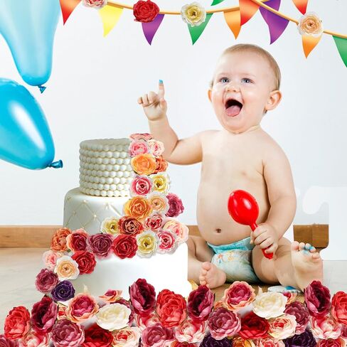 زهور وهمية ورود صناعية زهور صناعية صغيرة رؤوس زهور حريرية الفاوانيا قماش DIY زهور صناعية ديكور قصاصات المنزل والحديقة ومستلزمات تزيين أعياد الميلاد 30 قطعة 4 سم (ملونة) in Saudi Arabia