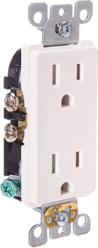 Leviton T5325-SW 15 Amp NEMA 5-15R 2 Pole 3-Wire Tamper Resistant Decora Duplex Receptacle, Self Grounding, White in Saudi Arabia