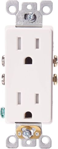 Leviton T5325-SW 15 Amp NEMA 5-15R 2 Pole 3-Wire Tamper Resistant Decora Duplex Receptacle, Self Grounding, White in Saudi Arabia