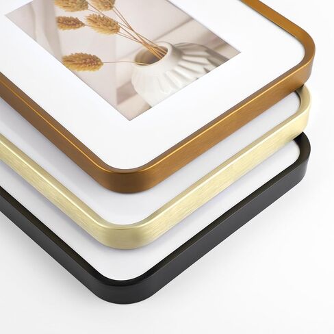 Golden State Art 11x14 Aluminum Picture Frame Black - With Round Corners - With Mat for 8x10 Photo or Without Mat for 11 x 14 Photo - Real Glass - Matte Design - Home Decor for Wall Display in Saudi Arabia