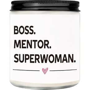 هدايا Hiipeenow Boss للنساء، هدايا شمعة معطرة بشمع الصويا الطبيعي المصنوعة يدويًا (7oz) - هدايا سيدة Boss، هدايا عيد الحب وعيد الميلاد وعيد الميلاد التقاعد للنساء الإناث