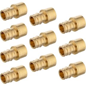 (Pack of 10) EFIELD Pex A Expansion Brass Fittings 3/4"x 3/4" Female Sweat Adapter, ASTM F1960