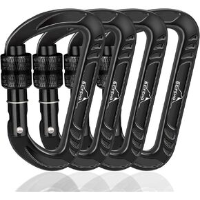 BEIFENG Heavy Duty Lightweight Locking Carabiner Clips D Ring for Camping Hiking Outdoor Gym etc, Carabiner with Lock Small Carabiners for Dog Leash & Harness