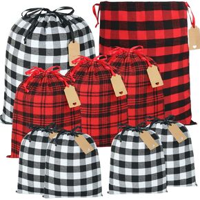 HRX Package Large Cloth Christmas Gift Bags, 4pcs Reusable Fabric Drawstring Wrapping Bags Holiday Santa Sack with Gift Tag for Xmas Presents in Kuwait