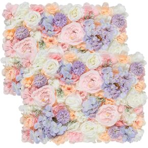 Falflor Artificial Flower Wall Panels 2 Pack of 16 x 24" Dusty Pink Rose Flower Wall Mat Silk Flower Panels for Backdrop Wedding Wall Decoration (Dusty Pink, 24"x16")