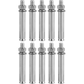 Eujgoov 10Pcs Stainless Steel Expansion Bolts M8x80 Hex Nut Expansion Bolts Anchor Accessories for Home Improvement