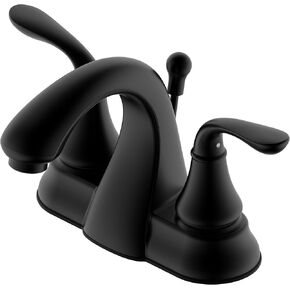 صنبور حمام أسود غير لامع من Derengge مقاس 10.16 سم، صنبور حوض حمام بمقبضين مع مجموعة تصريف، صنبور مرحاض لتركيب 3 فتحات، FL-0288-MT in Kuwait