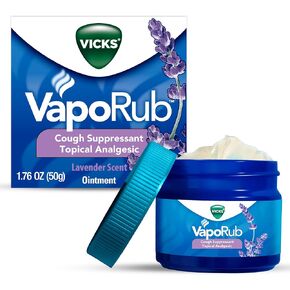 Vicks VapoRub, Lavender Scent, Cough Suppressant, Topical Chest Rub & Analgesic Ointment, Medicated Vapors, Relief from Cough Due to Cold, Aches & Pains, 1.76oz (Pack of 2)