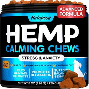 Hemp Calming Chews for Dogs with Anxiety and Stress - Dog Calming Treats - Dog Anxiety Relief - Storms, Barking, Separation - Valerian - Hemp Oil - Calming Treats for Dogs - Made in USA