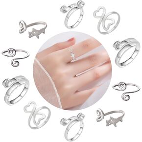10 Pcs Crochet Ring - Adjustable Crochet Ring Finger Yarn Guide Knitting Tension Rings for Crocheting Cat Yarn Ring for Women