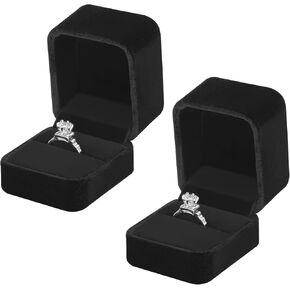 KUKUVR 2 Pieces Velvet Ring Gift Box, Small Ring Storage Boxes for Proposal Wedding Engagement Christmas Valentine's Day, Ring Earrings Stud Holder Display box for Woman Girl