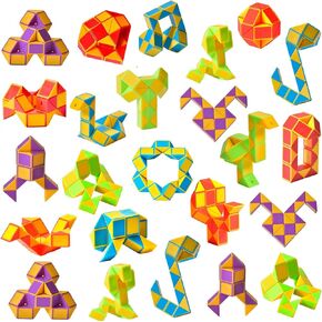 Ganowo 24 Pack Mini Fidget Snake Cube Mini Twist Puzzle Favors Cubes Magic Speed Cubes Toy for Kids Party Favors，Goody Bag Fillers, Party Supplies