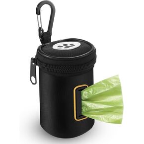 Dog Poop Bags Dispenser - Dog Poop Bags Holder for Leash Attachment - Zipper Pouch with Carabiner Clip, 1680D Nylon Oxford Waste Bag Dispenser & Handfree Holder Metal