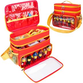 Carrying Case Compatible with Toniebox Starter Set, Double Layer Storage Bag for Tonies Figures Characters, Portable Travel Organizer Case with Shoulder Strap for Tonies Box Headphones (Navy)