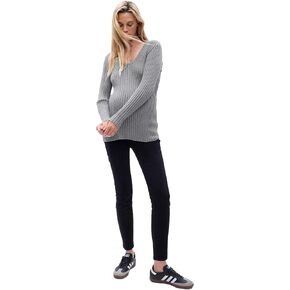 GAP Women's Maternity Cotton V-Neck Sweater Bainbridge Blue X-Large