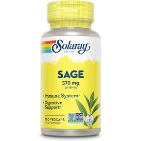 SOLARAY Sage Leaf | 570mg per serving | Healthy Body Odor & Perspiration, Immune Function, and Nervous & Digestive System Support | 100 VegCaps