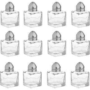 Mini Salt and Pepper Shakers Set - Pack of 12 (Glass and Stainless Steel, 0.5 oz) - Small, Perfect for Travel, Lunchbox or Holiday Party