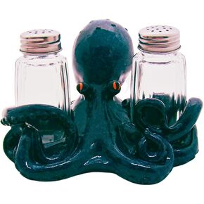 Octopus Salt and Pepper Set Holder, Nautical Décor, Shakers Included, 5.75 Inches