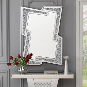 KOHROS Crush Diamond Decorative Wall Mirror - Art Large Grecian Silver Mirror for Living Room, Hallway, Bedroom (W 27.5" x H 39.4" Rectangle) in Kuwait