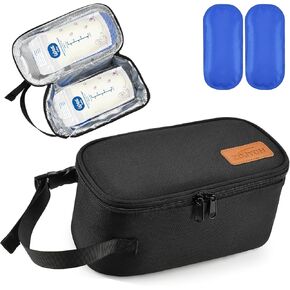 ZDJYCH BreastMilk Cooler Bag With IcePack,Refrigerate 4-6 Bags of Breastmilk,Portable Insulated Breast Milk Storage Cooler travel bag For Nursing Mom Daycare,Small,Black