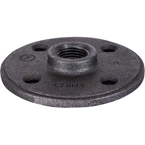 CNGM005I Black Malleable Floor Flange with Four Screw Holes, 3/8 in