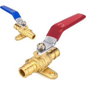 10 PCs 1/2 Inch PEX A Expansion Ball Valve with Drop Ear,Brass Shut Off Valve Fit PEX A Expansion Pipe, ASTM F1960, Red&Blue