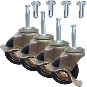 عجلات جذعية مقاس 2.0 بوصة، عجلات أثاث عتيقة مقاس 5/16 بوصة × 1-1/2 بوصة (8 × 38 مم) عجلة دوارة لعجلات الأثاث وخزانة كرسي الأريكة مجموعة من 4 قطع in Kuwait