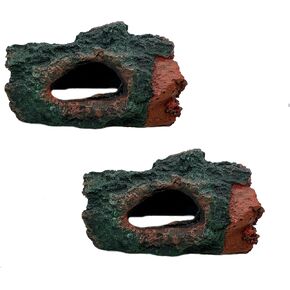 Tfwadmx Aquarium Decoration Cave, Resin Hollow Tree Trunk Log Aquarium Ornament Fish Tank Hideout for Betta Cichlid Shrimp Reptile Turtle