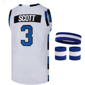 Mens Basketball Jersey #3#23 Scott Shirt Movie Sports Fans Jersey for Men White/Black S-3XL
