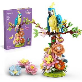 Flowers and Parrot Ideas Building Set- 1162pcs, Icons Cute Bird and Succulent Botanical Collection Set- Compatible with Lego Flowers,Nice Gift Set for Girls 8-12 and Women Adults Blocks Lover