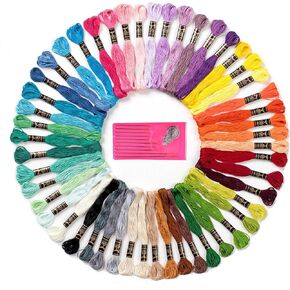 Premium Rainbow Color Embroidery Floss - Cross Stitch Threads - Friendship Bracelets Floss - Crafts Floss - 50Skeins Per Pack and Free Set of Embroidery Needles
