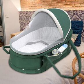 Kiss My Heart Baby Baby Travel Bassinet Portable Bassinet for Baby Portable Baby Bed Travel Mini Baby Cribs Co Sleeper for Baby in Bed with 2 in 1 Canopy for Newborn-Green