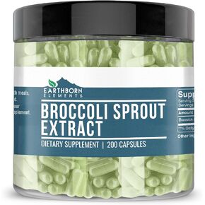 Earthborn Elements Broccoli Extract 200 Capsules, Pure & Undiluted, No Additives