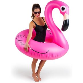 Giant Animal Pool Float, Inflatable Floatie Tube, Blow Up Swim Ring, Outdoor Summer Pool Party Water Toy - Pink Flamingo in Saudi Arabia