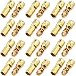 E-outstanding 12 Pcs 3.5mm Male Female Gold Plated Banana Bullet Plug Connector Kit for ESC Motor Battery Gold-plated male